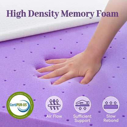2 Inch Gel Memory Foam Mattress Topper Twin XL Size/Twin Extra Long, Ventilated High Density Pad for Back Pain, Bed Topper with Removable Soft Cover, Certipur-Us Certified5