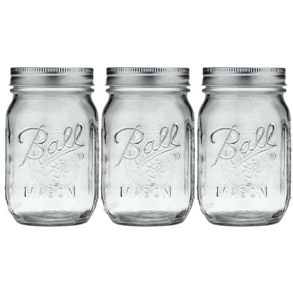 Glass Mason Jar, Regular Mouth, Pint Size, 16 OZ (Pack of 3)1