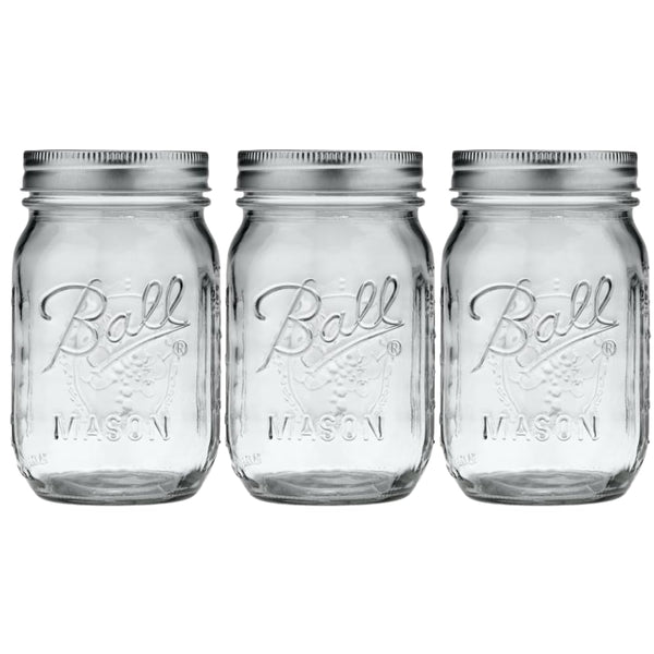 Glass Mason Jar, Regular Mouth, Pint Size, 16 OZ (Pack of 3)1