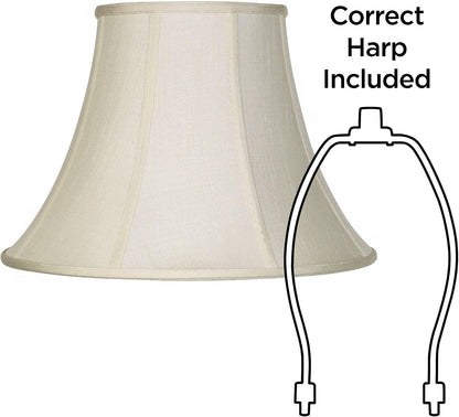 Creme Extra Large Fabric Bell Set of 2 Lamp Shades 9X18X13 (Spider) | 9" Top X 18" Bottom X 13" High Replacement for Table + Floor Lamps Flared Shade Pre-Assembled Cream Harp + Finial Fitting6