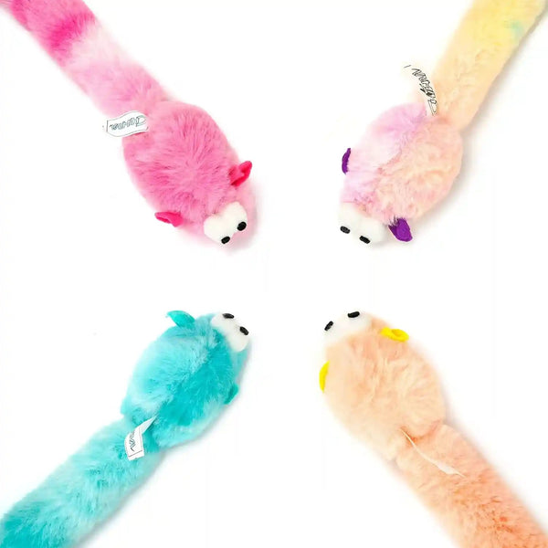CHIWAVA 4 Packs 15 Inch Long Soft Plush Cat Toys Mice with Bell Rustle Sound Small Mouse Activity Interactive Toy8