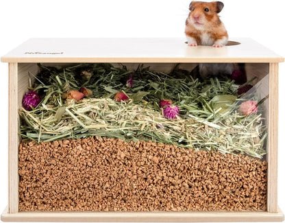 Niteangel Visible Hamster Digging Box for Syrian Dwarf Roborovski Campbell Hamsters Gerbils Mice Lemmings Degus or Other Small-Sized Pets (Burlywood)1