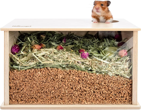 Niteangel Visible Hamster Digging Box for Syrian Dwarf Roborovski Campbell Hamsters Gerbils Mice Lemmings Degus or Other Small-Sized Pets (Burlywood)1