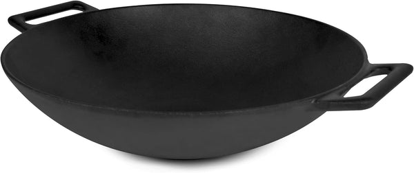 12'' Pre Seasoned Heavy Duty Construction Cast Iron Grilling Wok, Griddle and Stir Fry Pan1