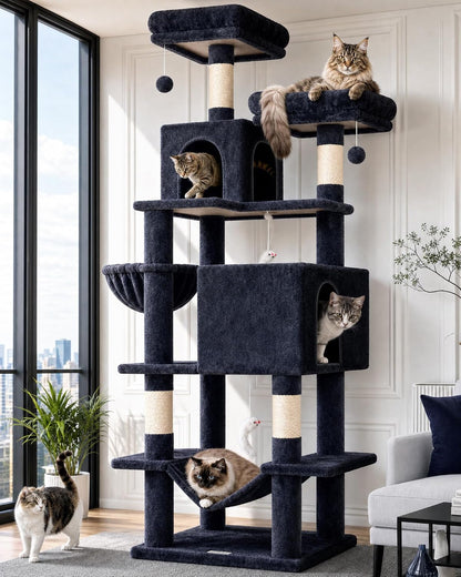 Globlazer Cactus Cat Tree Tower 76-Inch Extra Tall Multi-Level Cat Furniture with Cozy Condos,Interactive Toys and Perches for Large Cats, Perfect for Climbing, Scratching, and Play, F76, Green11