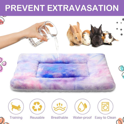 Haull 4 Pcs Waterproof Guinea Pig Bedding Soft Dog Cat Bed Crate Mat Small Animal Plush Cage Liners Rabbit Bunny Kennel Pad Reversible Cozy Pee Thickened Hamster Pad(Tie Dyed,13 X 10 Inch)5