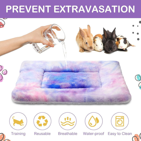 Haull 4 Pcs Waterproof Guinea Pig Bedding Soft Dog Cat Bed Crate Mat Small Animal Plush Cage Liners Rabbit Bunny Kennel Pad Reversible Cozy Pee Thickened Hamster Pad(Tie Dyed,13 X 10 Inch)5