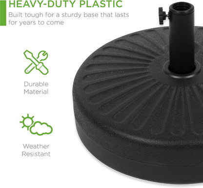 Best Choice Products Fillable Umbrella Base Stand round Sunburst Plastic Patio Umbrella Base Stand, Pole Holder for Outdoor, Lawn W/ 55Lbs Weight Capacity, Adjustment Knob3