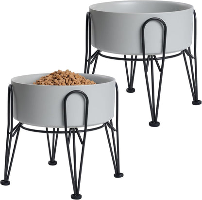 Elevated Dog Bowls, Ceramic Raised Dog Bowl Set with Anti-Slip and Non-Tip Metal Stand, 2 Pack Pet Food and Water Feeding Bowls for Small and Medium Dogs (Black,3.6 Cups)7