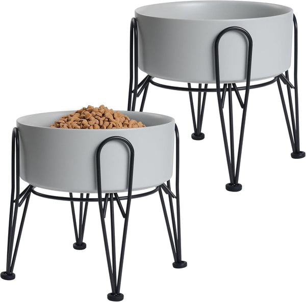 Elevated Dog Bowls, Ceramic Raised Dog Bowl Set with Anti-Slip and Non-Tip Metal Stand, 2 Pack Pet Food and Water Feeding Bowls for Small and Medium Dogs (Black,3.6 Cups)7