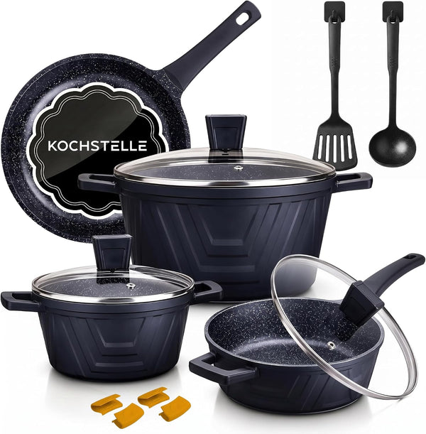 13Pcs Pots and Pans Set Nonstick, Marble Ceramic Coating Induction Cookware Set, Non Stick Kitchen Cooking Set with Frying Pans, Silicone Handles, Saucepans & Utensils, PFOA & PFOS Free1