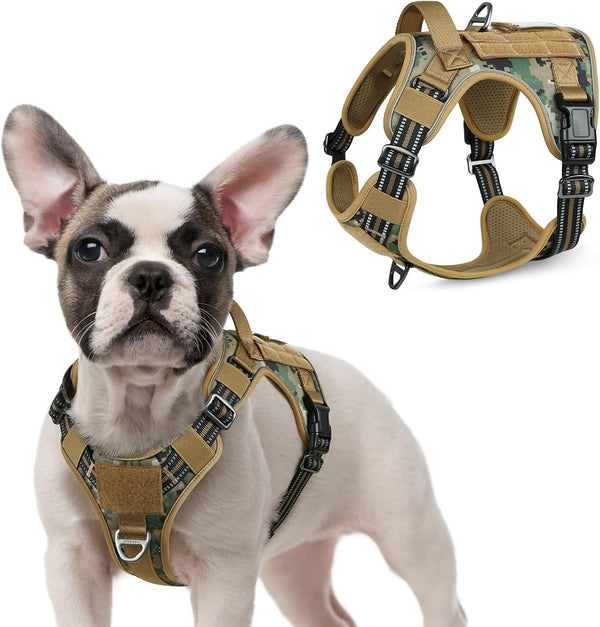 Rabbitgoo Tactical Dog Harness for Large, No Pull Military Service Vest | Molle & Handle, Heavy Duty, Adjustable, Reflective Straps, Easy Control for Training Walking, Black, Large66