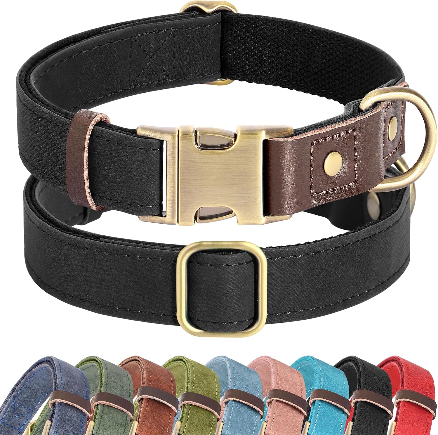 didog-pu-leather-dog-collar-for-small-dogs-puppy-soft-lining-green-s-all-day-comfort-for-daily-walks-and-backyard-play-quick-release-metal-buckle-for-easy-on-off-d-ring-for-leash-easy-clean