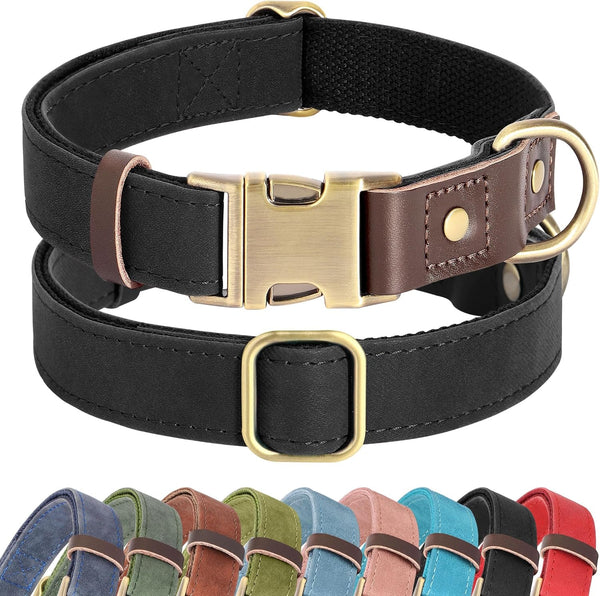 Didog PU Leather Dog Collar for Small Dogs Puppy, Soft Lining, Green S | All-Day Comfort for Daily Walks and Backyard Play, Quick Release Metal Buckle for Easy on & Off, D-Ring for Leash, Easy Clean24