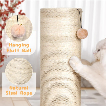 KAMABOKO 29.5" Cat Scratching Post, 7.5" Ultra-Large Diameter Natural Sisal Cat Scratch Post, Scratch-Resistant Tall Cat Scratcher for Indoor Cats, Protect Your Furniture, Beige, Pack of 14