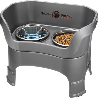 Neater Feeder Deluxe Mess-Proof Elevated Dog Bowls for Small Dogs (Up to 19 Lbs), 2 Height Adjustable (6” & 7.5”) No-Spill Raised Dog Bowl Stand, Stainless Steel Food Bowl Set, Made in USA, Cappuccino23