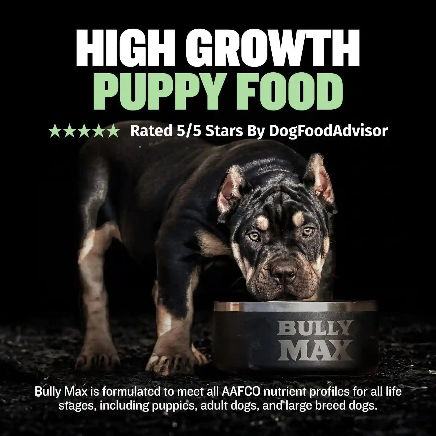 bully-max-puppy-food-24-14-high-protein-growth-formula-dry-dog-food-with-lamb-and-rice-for-small-and-large-breed-puppies-chicken-free-419-cal-cup-sensitive-stomach-kibble-5-lb-bag