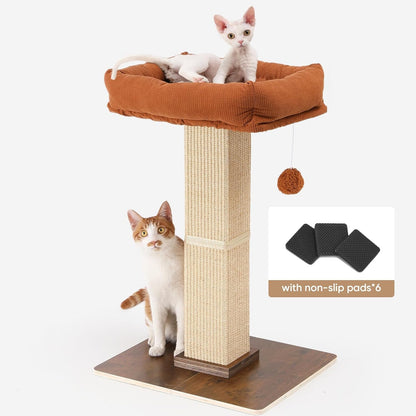 FUKUMARU Retro-Style Cat Scratching Post with Perch for Indoor Adult Cats | 28.7" Elevated Tall Cat Bed, Solid Wood Large Cat Scratcher Tower with Bed, Aesthetic Cat Tree Furniture with Natural Sisal9