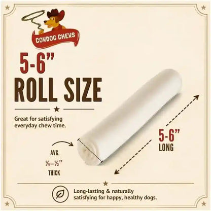 Cowdog Chews 5-6 Inches Rawhide Retriever Roll - Chewing Dog Treat, 100% Natural - Natural Grass Fed Livestock Sourced (50 Pack)2
