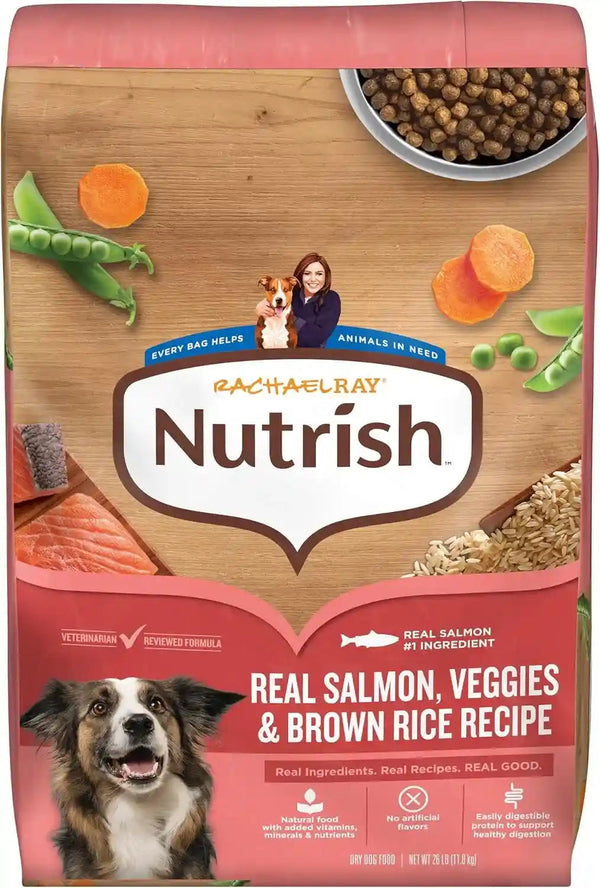 Nutrish Salmon Dry Dog Food, 26 Lb. Bag (Rachael Ray) | Complete & Balanced Nutrition for Small, Medium and Large Breed Adult Dogs, Veterinarian Reviewed Formula1