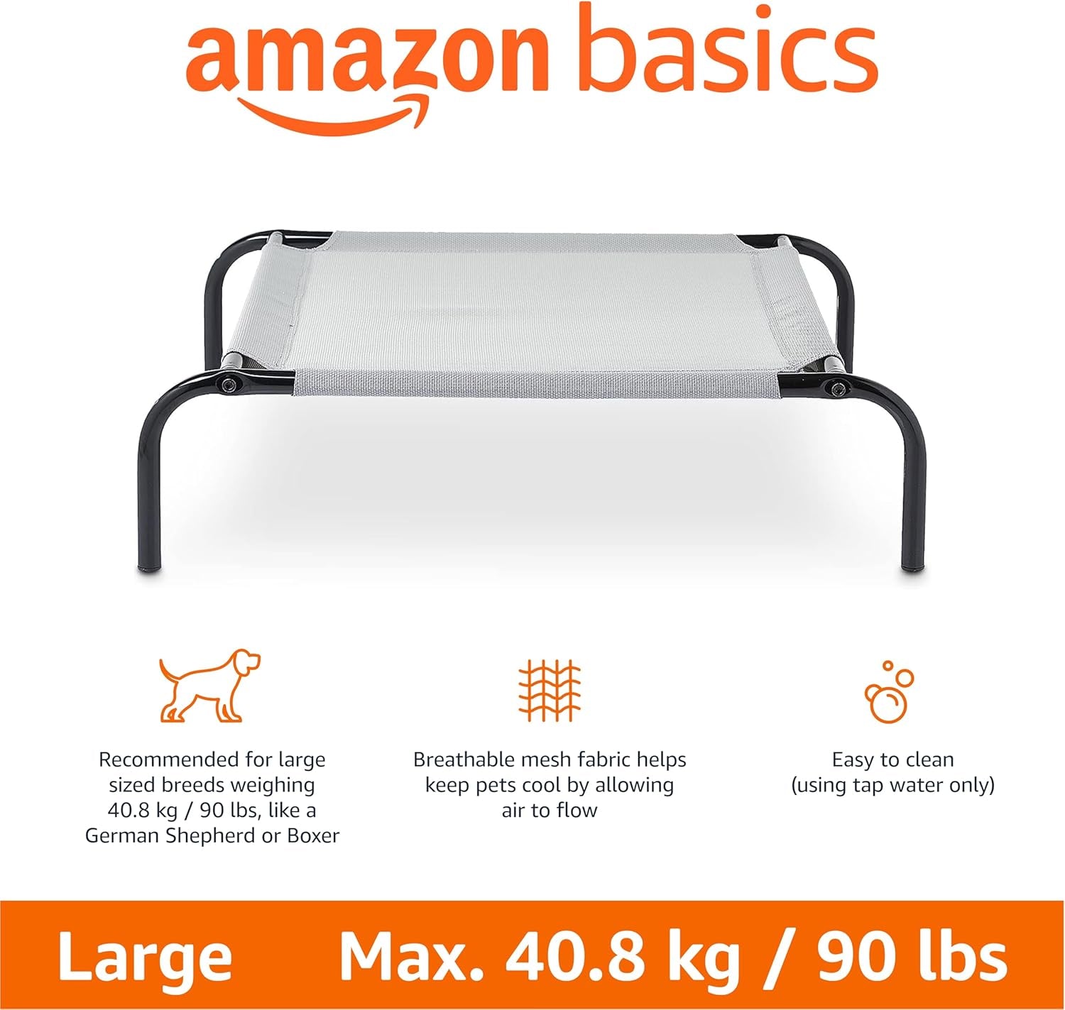amazon-basics-cooling-breathable-elevated-dog-bed-with-metal-frame-for-large-dogs-51-x-31-x-8-grey