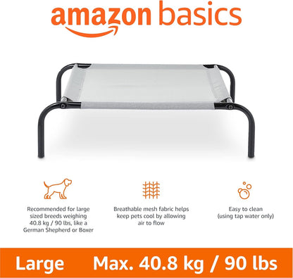 Amazon Basics Cooling Breathable Elevated Dog Bed with Metal Frame for Large Dogs, 51" X 31" X 8", Grey2