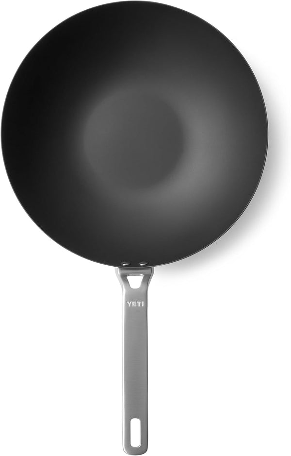 Carbon Steel Wok, Pre-Seasoned Nonstick, 21.5" Flat Bottom, Black | Pre-Seasoned Carbon Steel, Flat Bottom for Even Heat, Rust-Resistant, High-Rounded Walls, Stovetop and Open Flame1