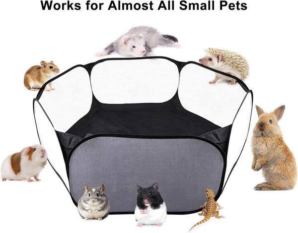 6-Sided Small Animal Playpen, Portable Steel Mesh Tent | for Rabbits, Hamsters, Chinchillas, Hedgehogs. Foldable High-Strength Steel Yard Fence for Indoor & Outdoor Use2