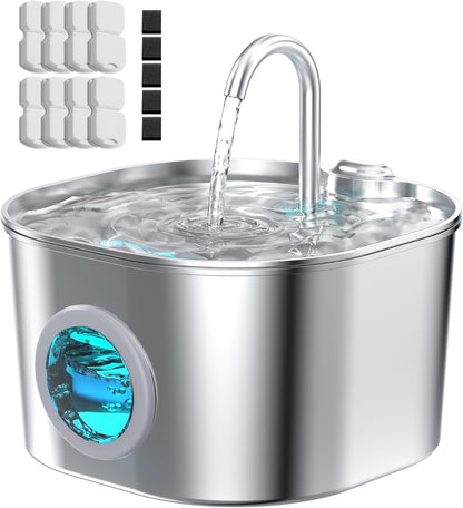 Cat Water Fountain Stainless Steel: Pet Fountains for Cats/Dog Indoor Automatic Waterer Bowls for Drinking Small Animal Water Dispenser Metal Pets Watering Faucet Bottle Auto Kitty Watering Supplies11