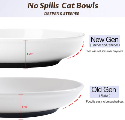 WROSWT No Spill Cat Bowls,Cat Food Bowl,Anti Whisker Fatigue Healthy Ceramic Cats Dishes Set for Indoor Cats,Shallow Wide Kitten Plates for Food and Water,Non-Slip Silicone Bottom,3 Pack2
