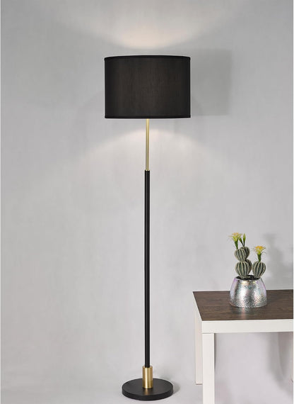 Table and Floor Lamp Set of 3 Pack Lamp Set with Black Linen Lampshade, Farmhouse Light Sets, Modern Table Lamps and Floor Lamp for Living Room, Bedroom, Nightstands, Black and Gold Splicing Finish4