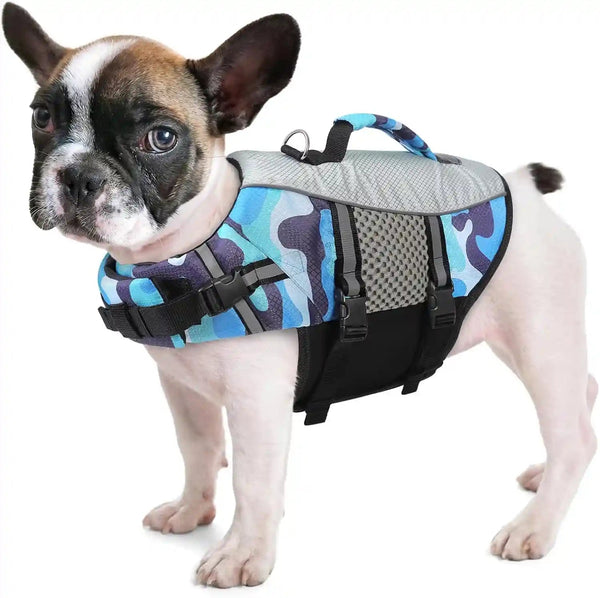Queenmore Dog Life Jacket Small Float Vests for Swimming Boating Kayaking Mediumn Puppy Dogs Cats Neoprene Life Preserver Pet Water Lifesaver Lightweight Reflective Green,L16