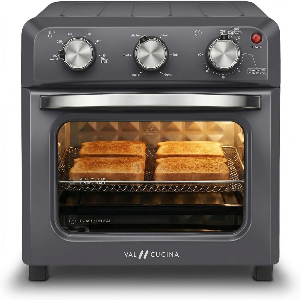 6-in-1-retro-air-fryer-toaster-oven-combo-compact-12-7-qt-small-countertop-convection-oven-fits-9-pizza-4-toast-hexagon-hybrid-heating-enamel-baking-pan-included-dark-grey-color
