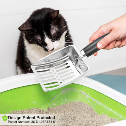 Cat Litter Scoop - Stainless Steel Metal Cat Litter Scoop-Kitty Metal Scooper-Sturdy Mesh Scooper - Mesh Shovel-Easy to Clean - Suitable for Cat Litter Box - Light Black6