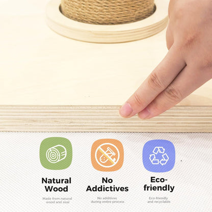 TINYBEAST Wooden Cat Scratching Post, Sturdy 35'' Tall Natural Sisal Cat Scratcher with Thick Solid Wood Base for Adult Cats Indoor, Jumbo Durable Stable Cat Scratcher Tower3