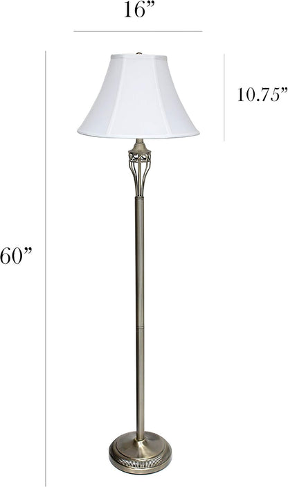 LC1001-ABS Antique Brass Three Pack Lamp Set (2 Table Lamps, 1 Floor Lamp) with Fabric White Bell Shaped Shades11