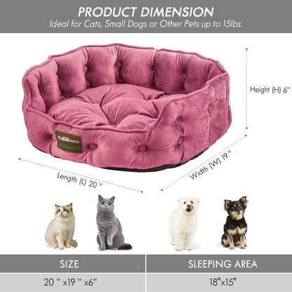 Clevahome Cat Dog Bed for Small Pets up to 15Lbs - round Cat Beds for Indoor Cats, Machine Washable Comfortable Pet Bed for Puppy and Kitten with Non-Slip Bottom (Plum Pink)5