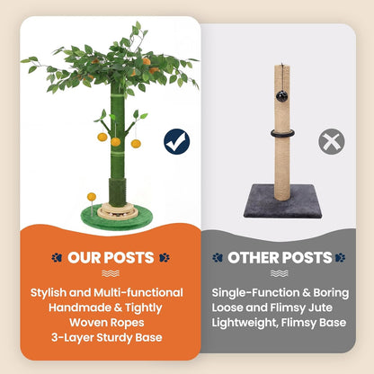 46" Extra Tall Cat Scratching Post for Large Cats, Sisal Rope | Heavy Duty Vertical Sisal Scratcher & Stable Climbing Pole with Hanging Ball, Tall Post for Adult Cats Full Body Stretch7