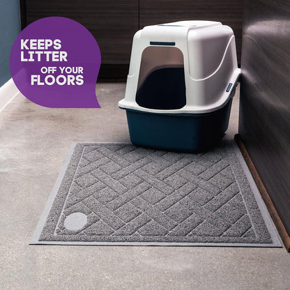 Pawkin Cat Litter Mat, Patented Design with Litter Lock Mesh, Extra Large, Durable, Easy to Clean, Soft, Fits under Litter Box, Litter Free Floors, Gray3