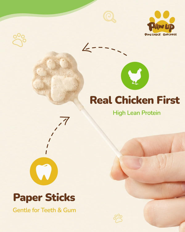 PAWUP Freeze Dried Chicken Cat Treats, High-Protein Cat Snacks, 10 Pack | Chicken First, High Protein, Interactive Feeding, Daily Rewards, Cat Lollipops Treat, Birthday Cat Treat, Interactive Feeding2