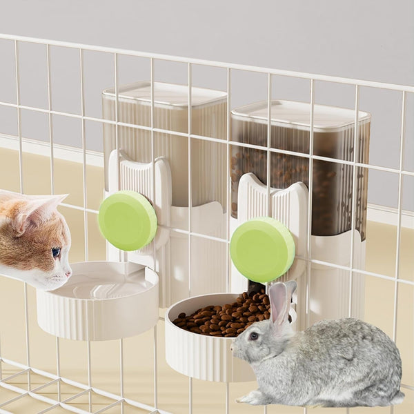 Kathson Rabbit Gravity Auto Feeder Set 35Oz Hanging Automatic Food Water Dispenser Cage Automatic Feeder Set for Rabbit Chinchilla Guinea Pig Hedgehog Ferret Kitty Puppy (Blue)9