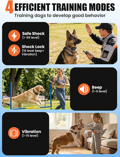 2-In-1 Dog Bark Collar & Shock Collar, IPX7 Waterproof E Collars with AI Anti-Bark/Beep/Vibration/Shock/No Shock for Small Medium Large Dog(5-120Lbs), Dog Training Collar with 3300FT Remote4