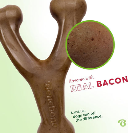 Benebone Wishbone Durable Dog Chew Toy for Aggressive Chewers, Real Bacon, Made in USA, Medium2