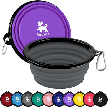 COOYOO Collapsible Dog Bowl,2 Pack Collapsible Dog Water Bowls for Cats Dogs,Portable Pet Feeding Watering Dish for Walking Parking Traveling with 2 Carabiners9