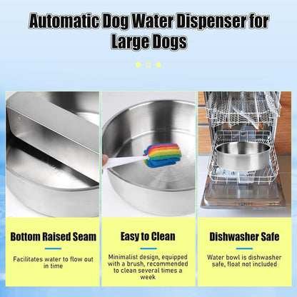 Automatic Dog Water Bowl Dispenser Large Breed| Auto Fill| High Capacity | Stainless Steel Dog Waterer with Float Valve Self Filling Auto Water Bowl for Outdoor Large Dogs Cats Chicken Livestock7