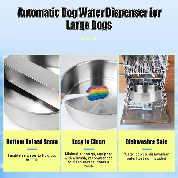 Automatic Dog Water Bowl Dispenser Large Breed| Auto Fill| High Capacity | Stainless Steel Dog Waterer with Float Valve Self Filling Auto Water Bowl for Outdoor Large Dogs Cats Chicken Livestock7