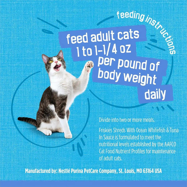 Purina Friskies Shreds with Ocean Whitefish and Tuna in Sauce Wet Cat Food - (Pack of 24) 5.5 Oz. Cans10