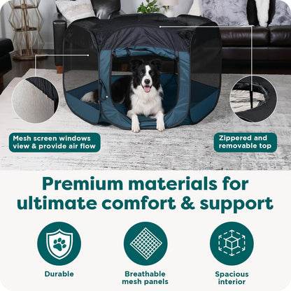 Furhaven Soft-Sided Dog & Cat Playpen, Portable Foldable Indoor & Outdoor Pet Playpen with Mesh Windows & Zippered Door, Gray, Extra Large5