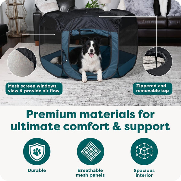 Furhaven Soft-Sided Dog & Cat Playpen, Portable Foldable Indoor & Outdoor Pet Playpen with Mesh Windows & Zippered Door, Gray, Extra Large5