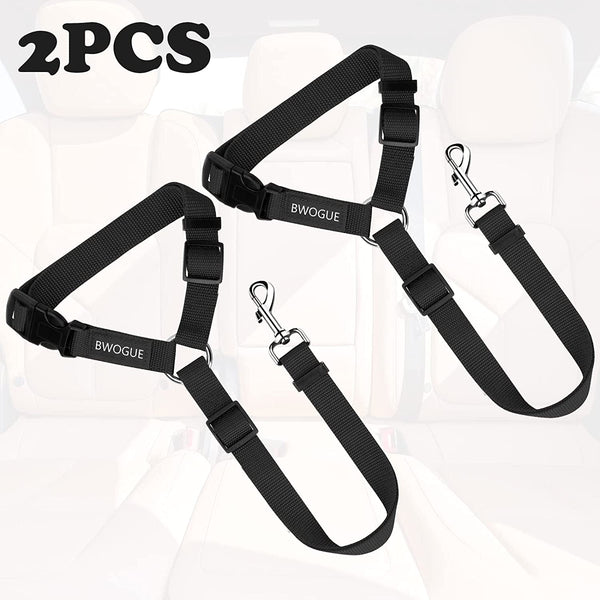 BWOGUE 2 Pack Dog Seat Belt for Car, Headrest Restraint Safety Leads | Headrest Loop for Car Travel, 18-30 in Adjustable, 2-In-1 Seat Belt and Leash, 2 Pack for Dogs and Cats, Use with Dog Harness2